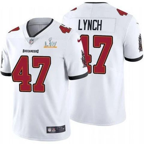 Men Tampa Bay Buccaneers #47 John Lynch Nike White Super Bowl LV Limited NFL Jersey